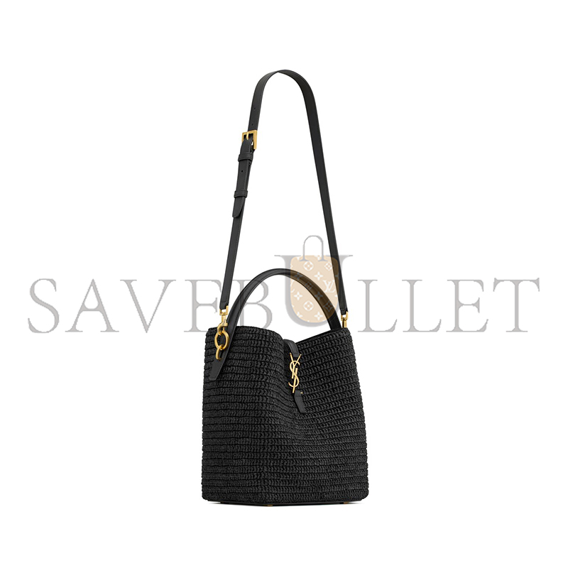 YSL LE 37 IN WOVEN RAFFIA AND VEGETABLE-TANNED LEATHER 773991GAAEC1000 (20*25*16cm)